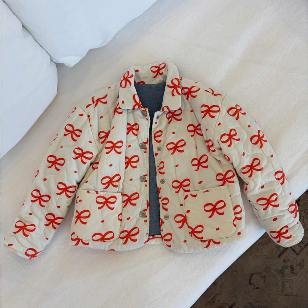 Maisonette Girls Reversible Cotton Jacket Bows size 5